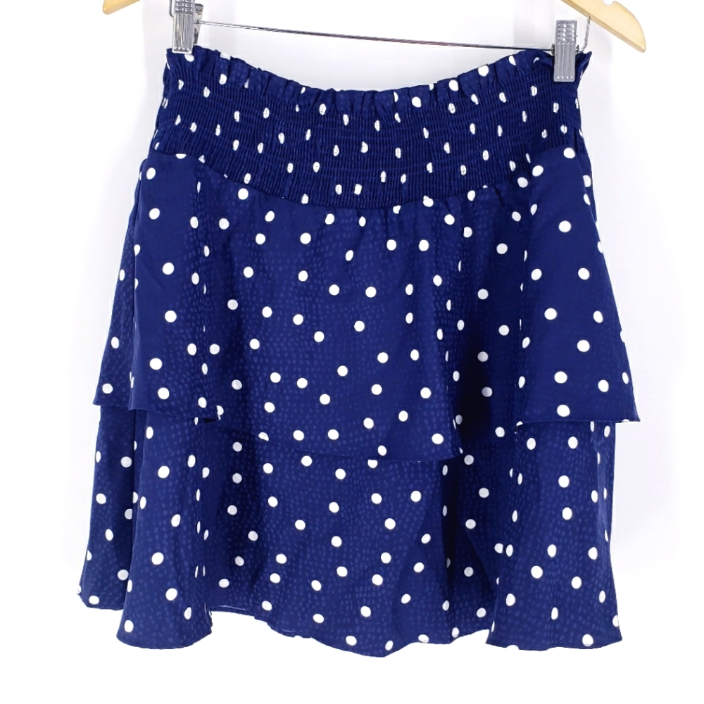 Maison Jules Navy Blue Polka Dot Tiered Skirt